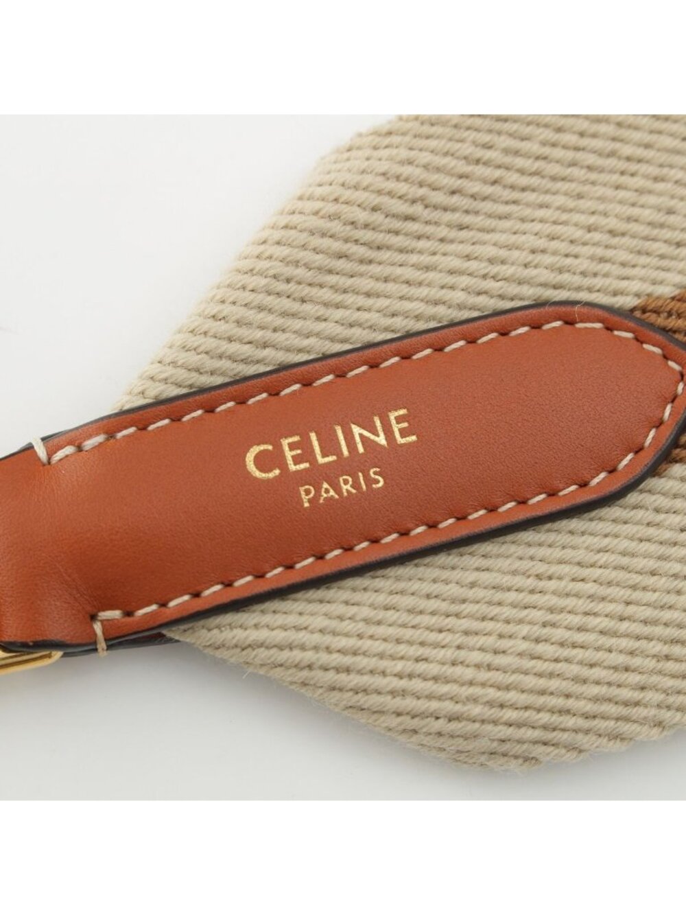 Celine Canvas Leather Line Shoulder Strap Beige Brown - Picture 6 of 7
